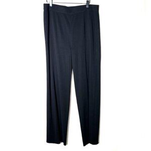 Misook black elastic waist wide leg knit pants size XL B196